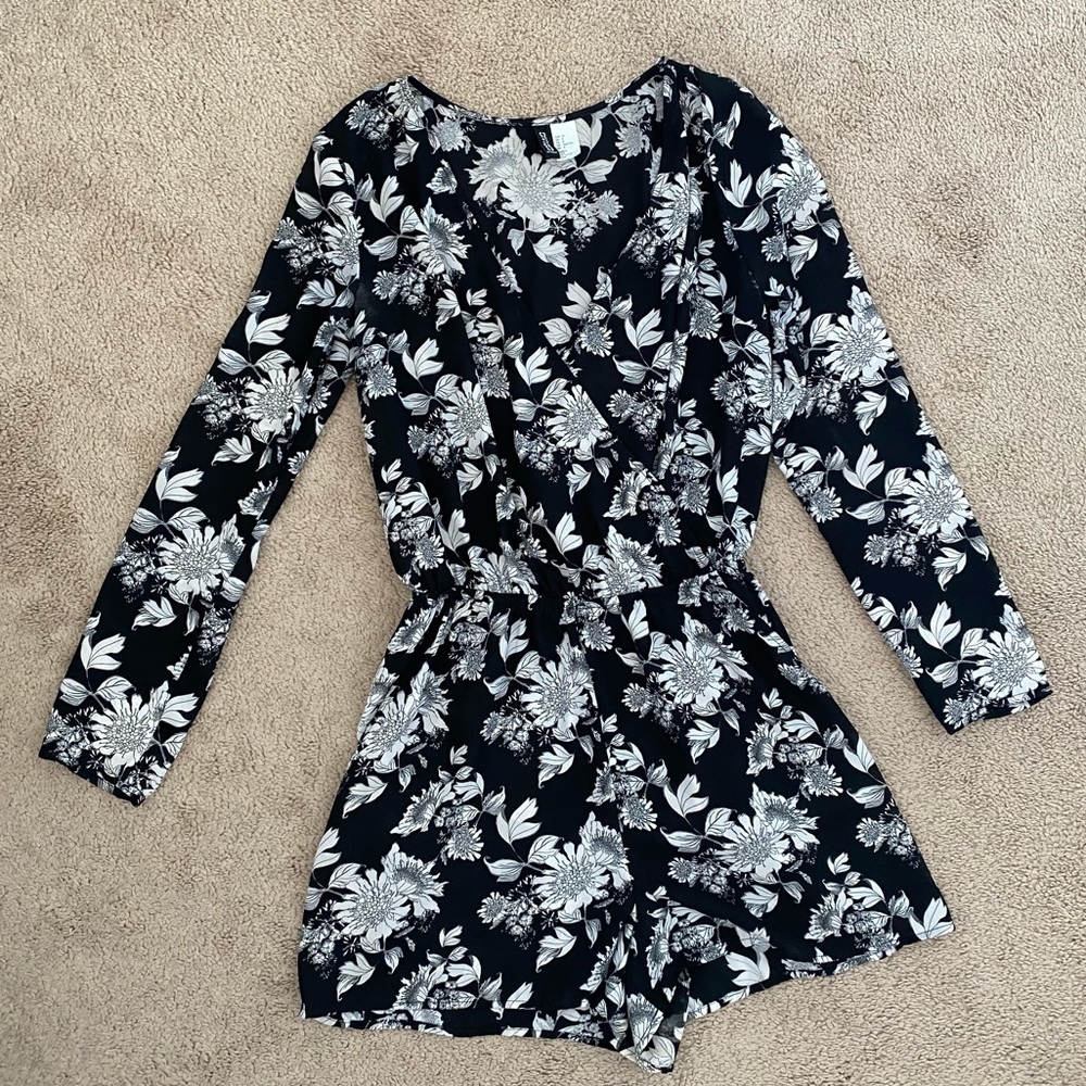 H&M Black Floral Romper